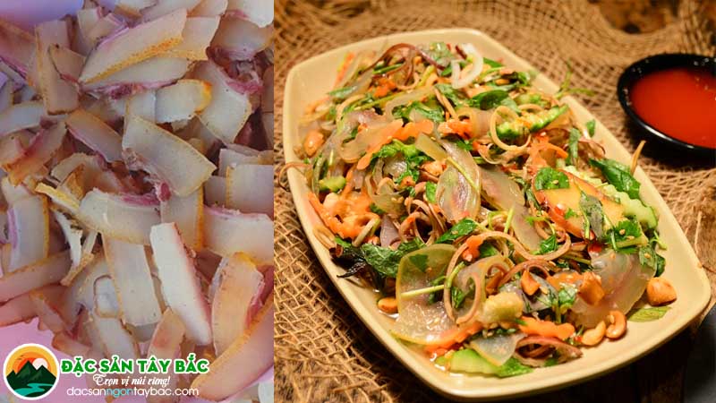 Da trâu làm nộm thơm và giòn